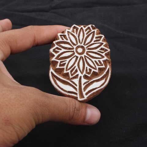 Flower Fabric Print Stamp Indian Fabric Print Stamp Indian Textile Block For Printing Petals Soap Making Stamp Traditional Wooden Block