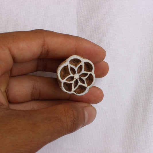 Flower Of Life Wood Block Stamp Hand Carved Fabric Stamp Flower Stamp Carve Textile Printing Block For Printing Floral Soap Making Stamp