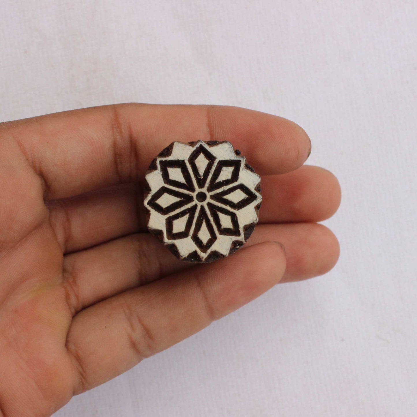 Flower Fabric Block Print Stamp Floral Stamp Indian Block Print Stamp Hand Carved Textile Printing Block For Printing Geometric Soap Stamp