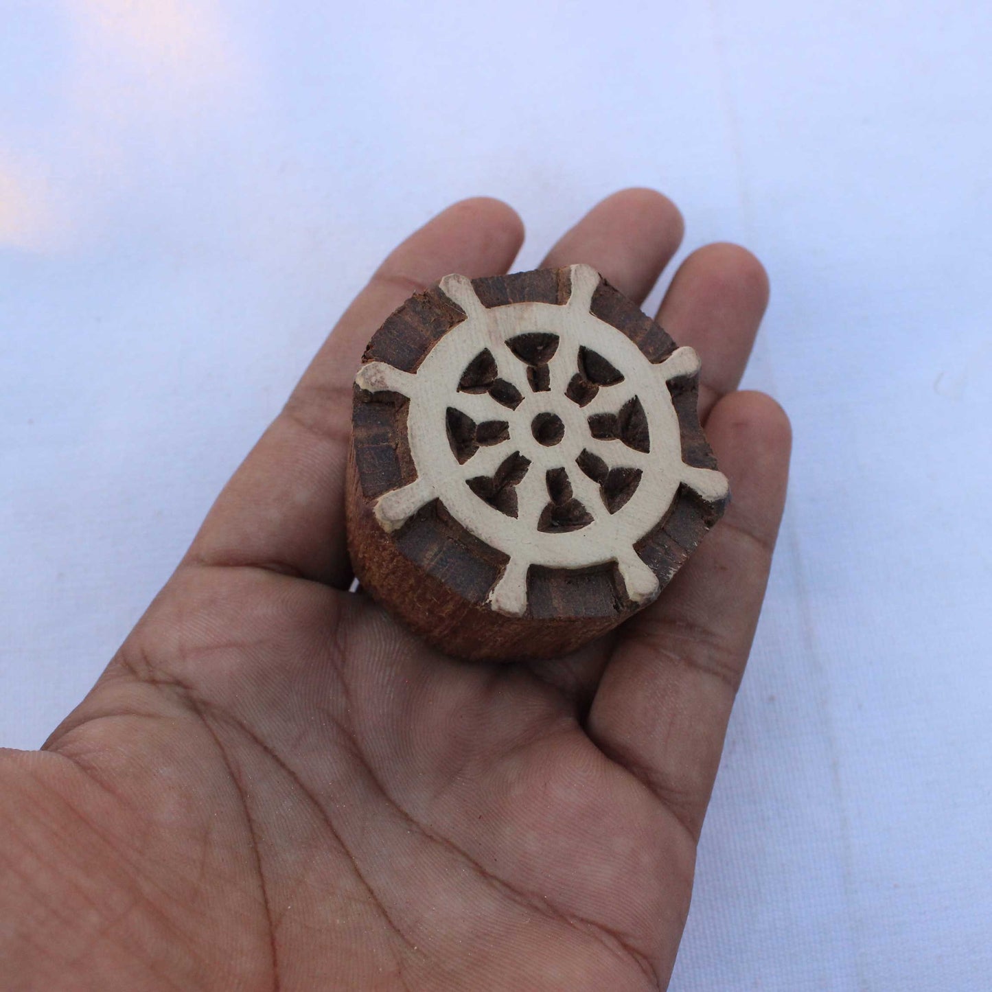 Wheel Wood Block Print Stamp Hand Carved Wood Block Stamp Marine Fabric Stamp Indian Textile Printing Block For Printing Drive Soap Stamp