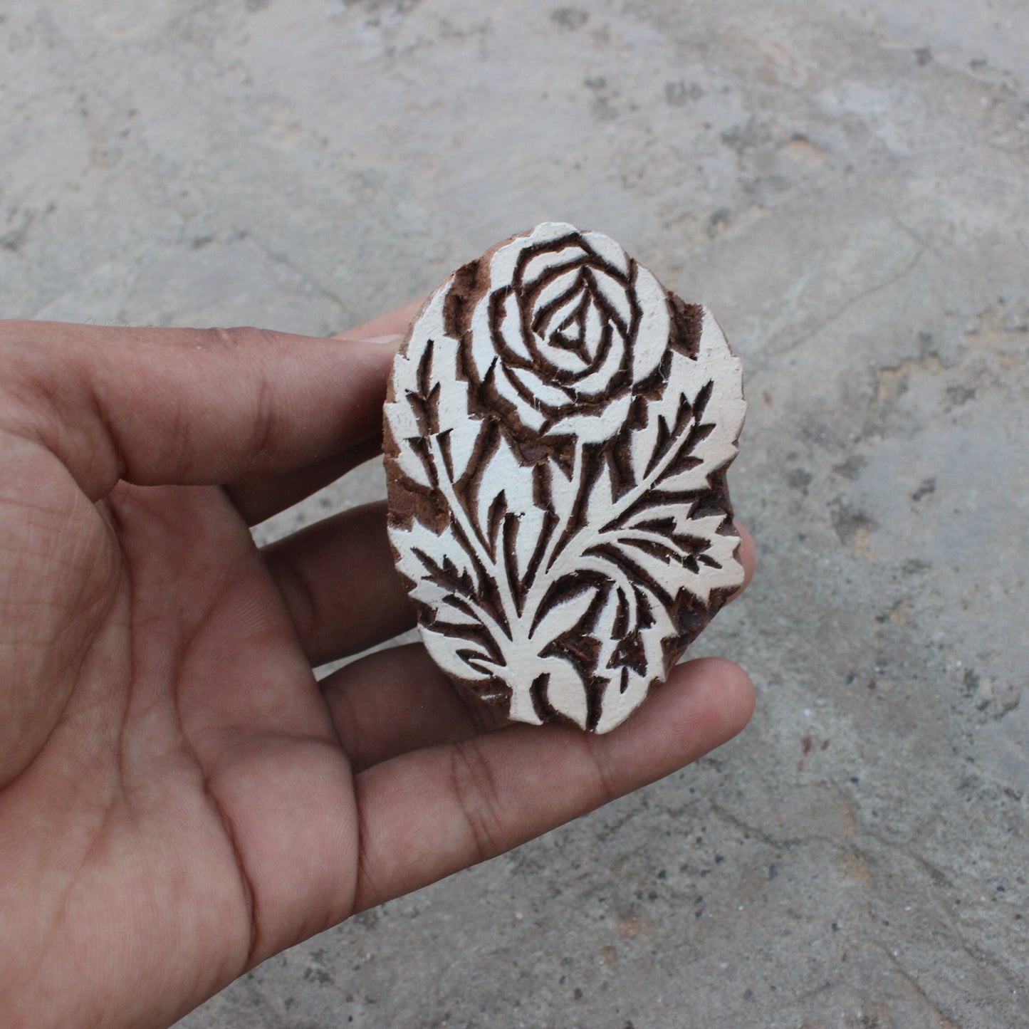 Rose Wood Block Stamp Indian Fabric Stamp Flower Wood Block Stamp Indian Textile Block For Printing Floral Soap Making Stamp Wedding Craft