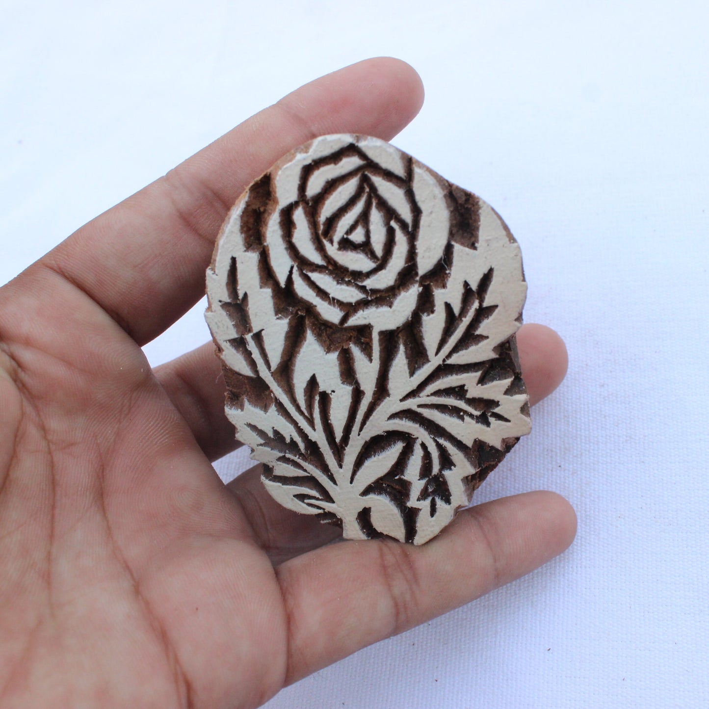 Rose Wood Block Stamp Indian Fabric Stamp Flower Wood Block Stamp Indian Textile Block For Printing Floral Soap Making Stamp Wedding Craft