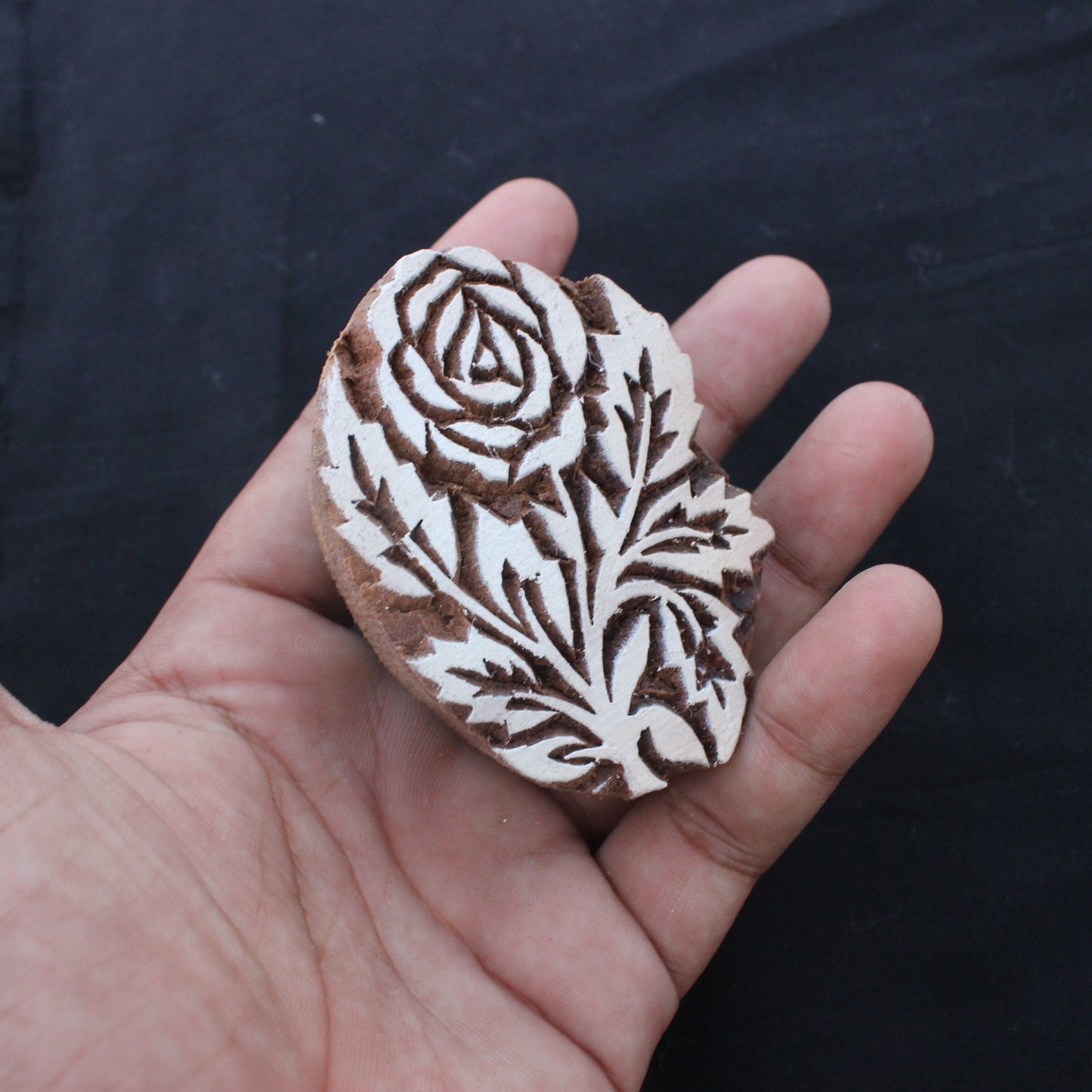 Rose Wood Block Stamp Indian Fabric Stamp Flower Wood Block Stamp Indian Textile Block For Printing Floral Soap Making Stamp Wedding Craft