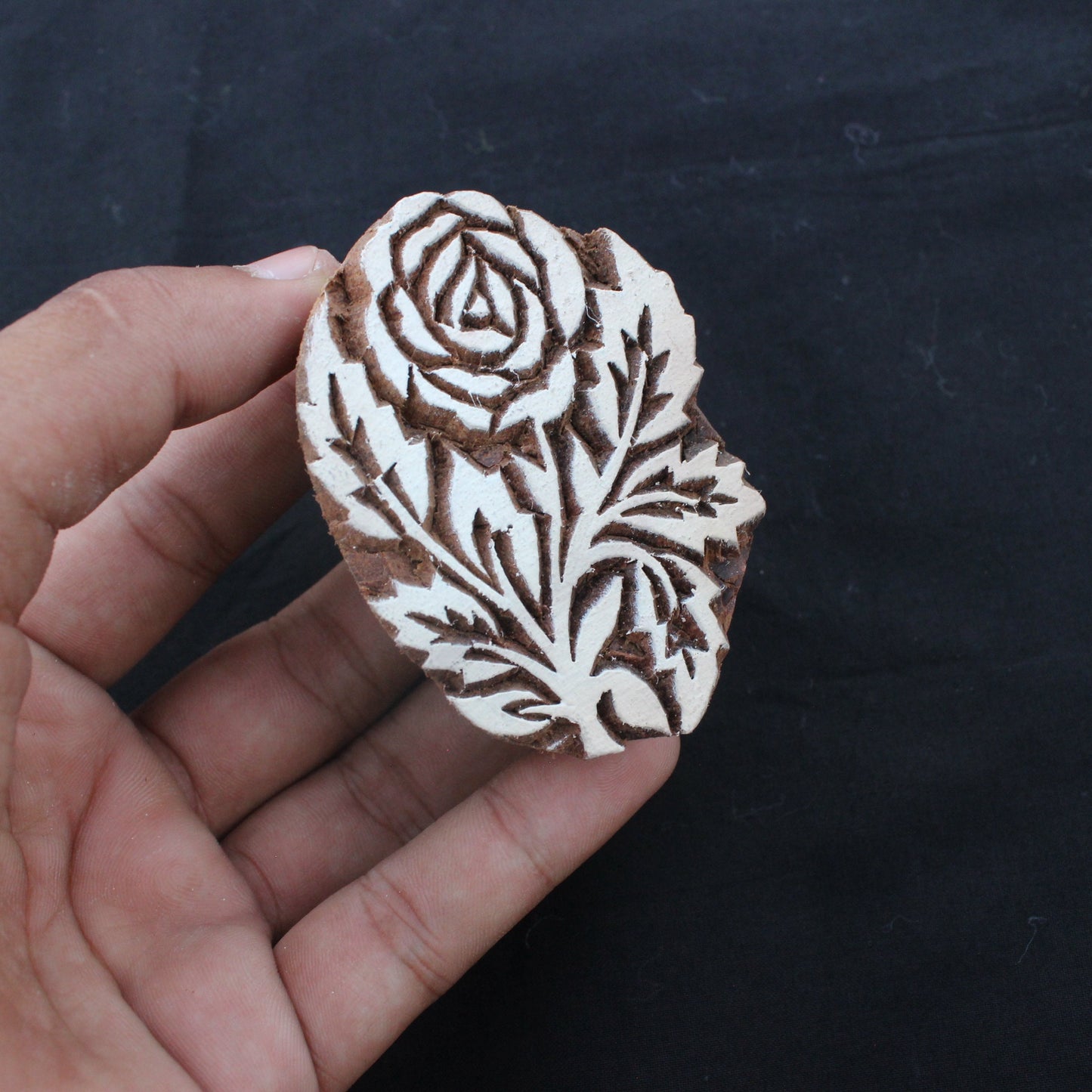 Rose Wood Block Stamp Indian Fabric Stamp Flower Wood Block Stamp Indian Textile Block For Printing Floral Soap Making Stamp Wedding Craft