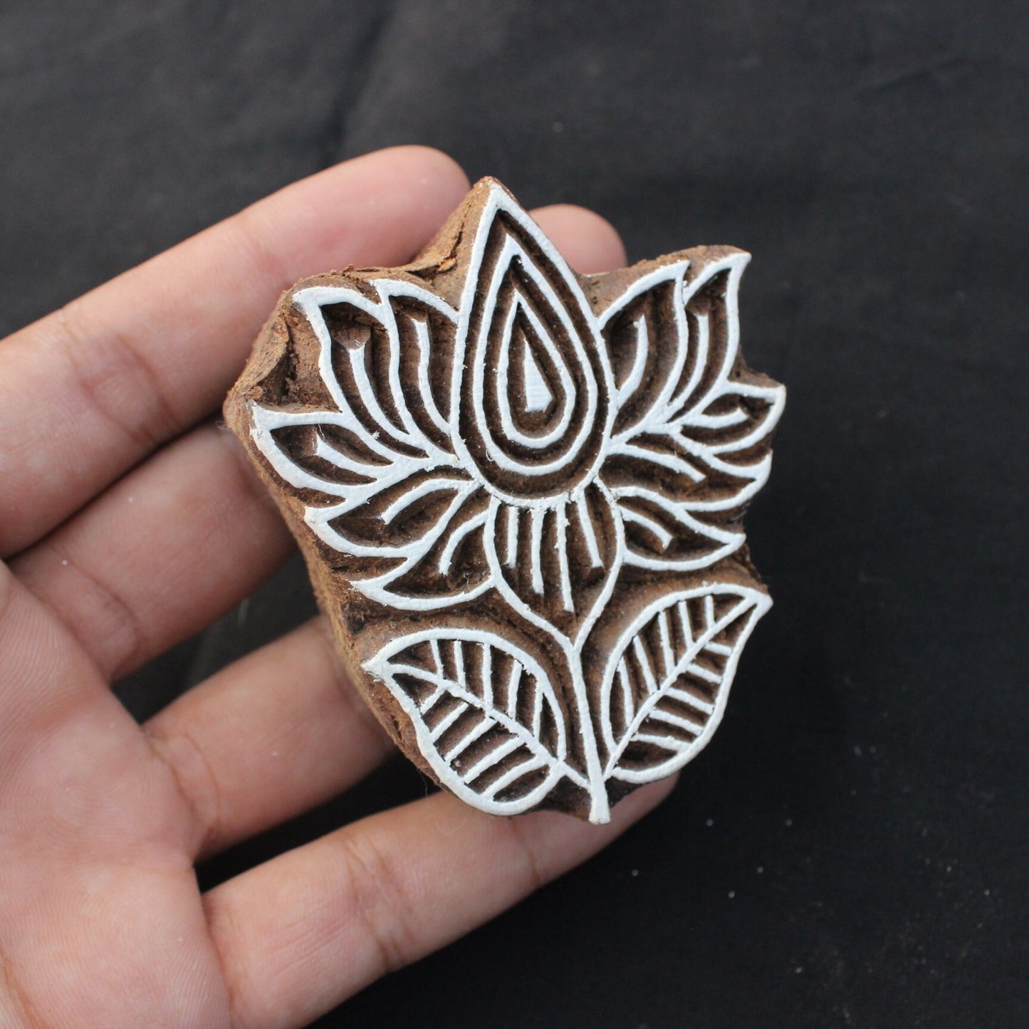 Lotus Wood Block Print Stamp Flower Block Stamp Carve Block Wood Block Stamp Hand Carved Wooden Stamp For Printing Floral Soap Making Stamp