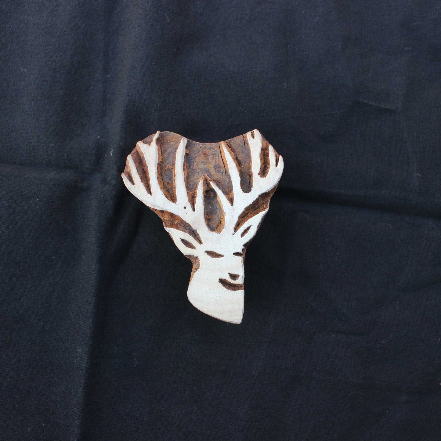 Deer Wood Block Stamp Hand Carved Fabric Stamp Deer Face Stamp Carve Textile Printing Block For Printing Christmas Deer Soap Making Stamp