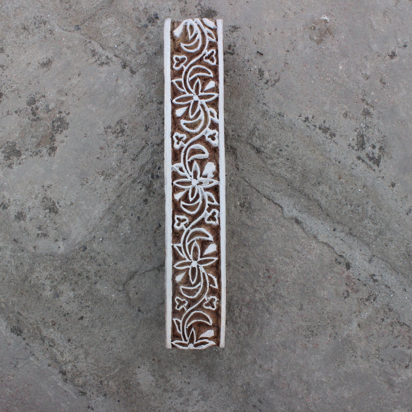 Floral Border Block Print Stamp Carve Block Print Stamp Ethnic Border Stamp Carve Textile Block For Printing Traditional Soap Making Stamp