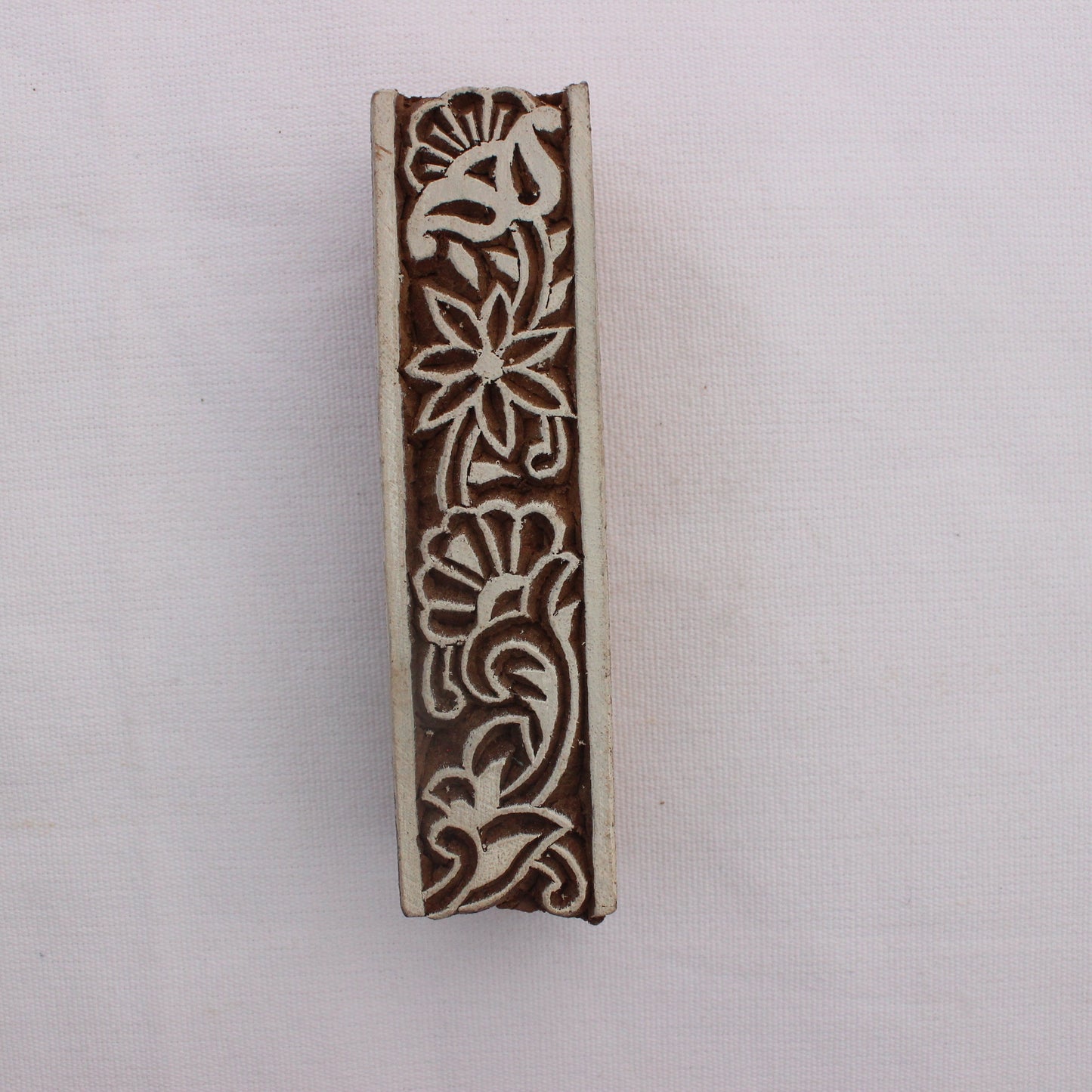 Floral Border Print Stamp Carve Block Fabric Stamp Ethnic Border Stamp Hand Carved Textile Block For Printing Traditional Soap Making Stamp