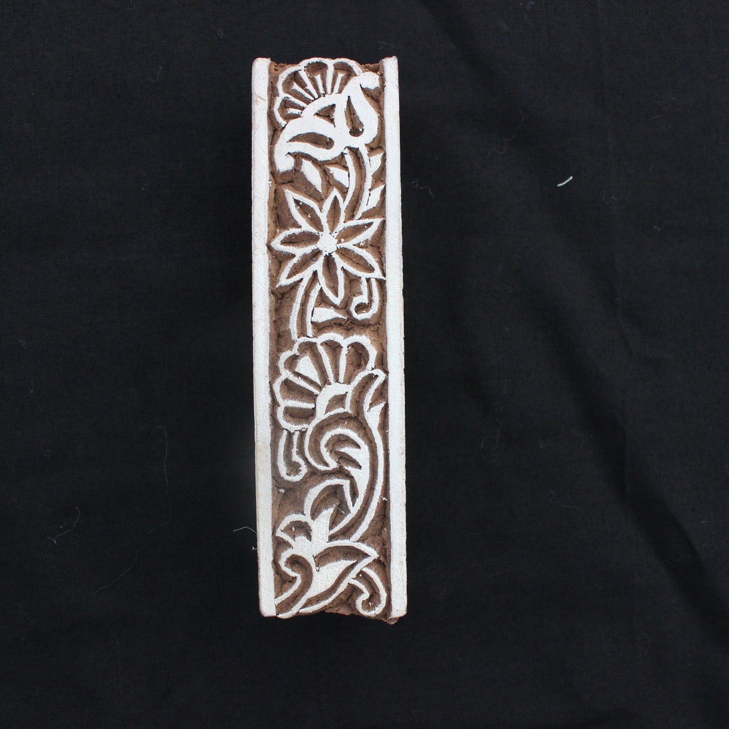 Floral Border Print Stamp Carve Block Fabric Stamp Ethnic Border Stamp Hand Carved Textile Block For Printing Traditional Soap Making Stamp