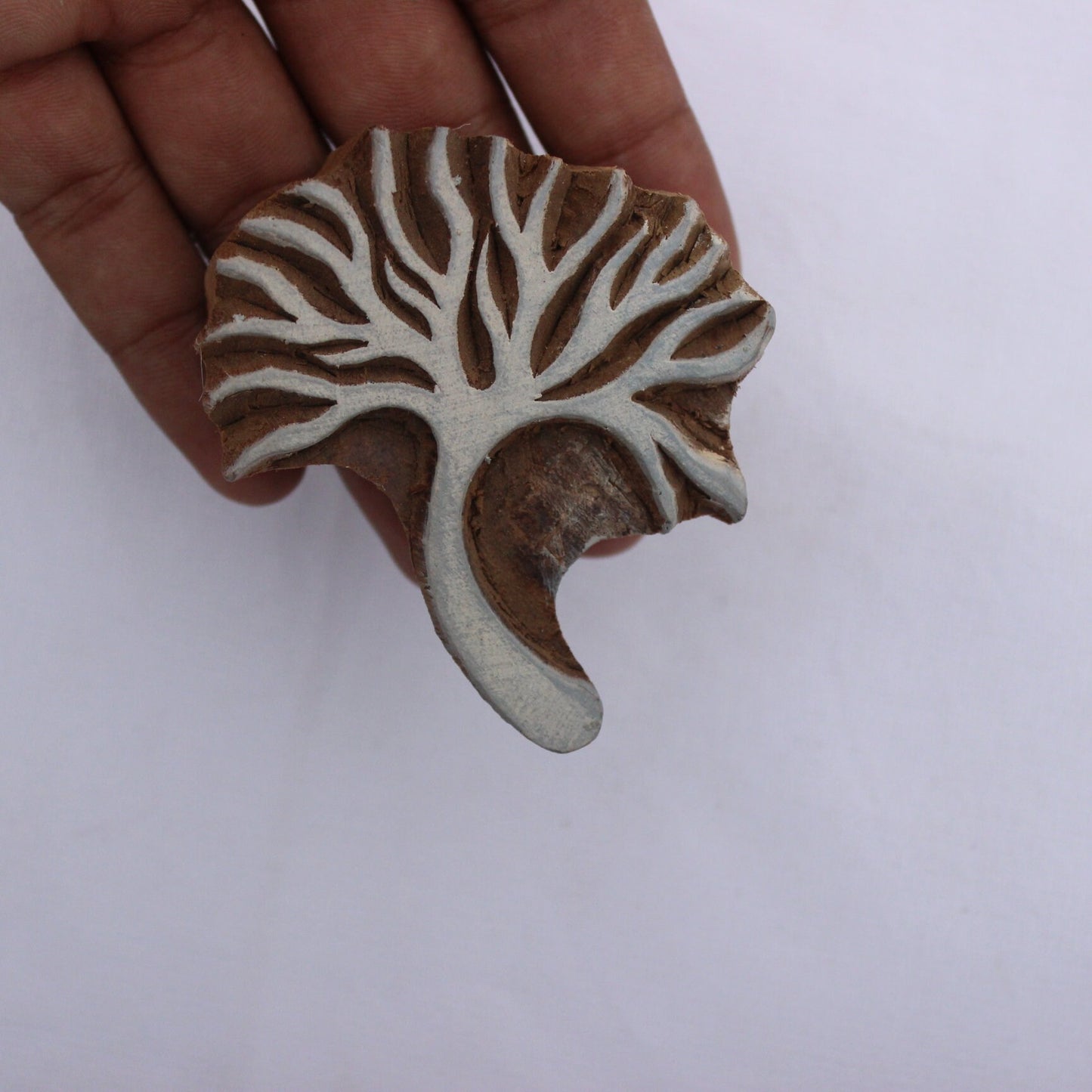 Tree Wood Block Print Stamp Sea Fan Fabric Stamp Hand Carved Fabric Block Stamp Indian Textile Block For Printing Plant Soap Making Stamp