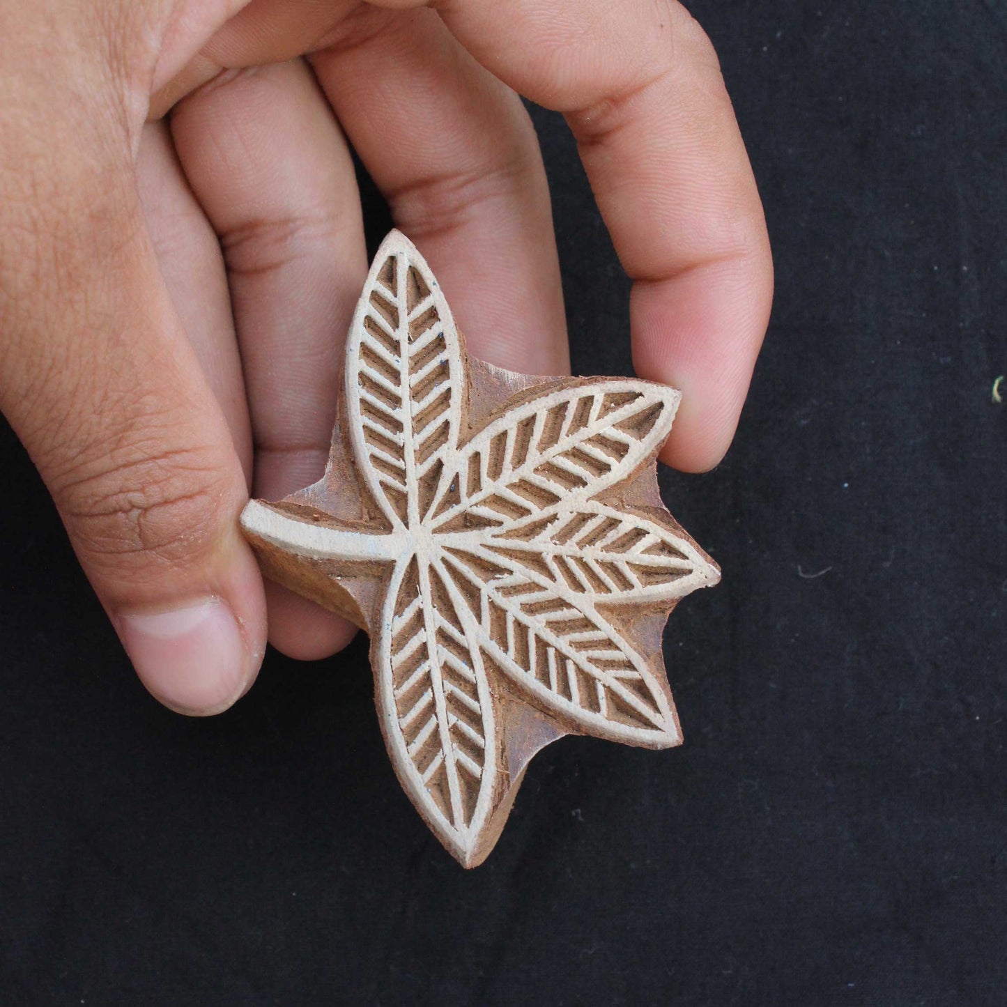 Leaves Block Print Stamp Hand Carved Wood Block Stamp Tree Fabric Stamp Hand Carved Textile Block For Printing Branch Soap Making Stamp