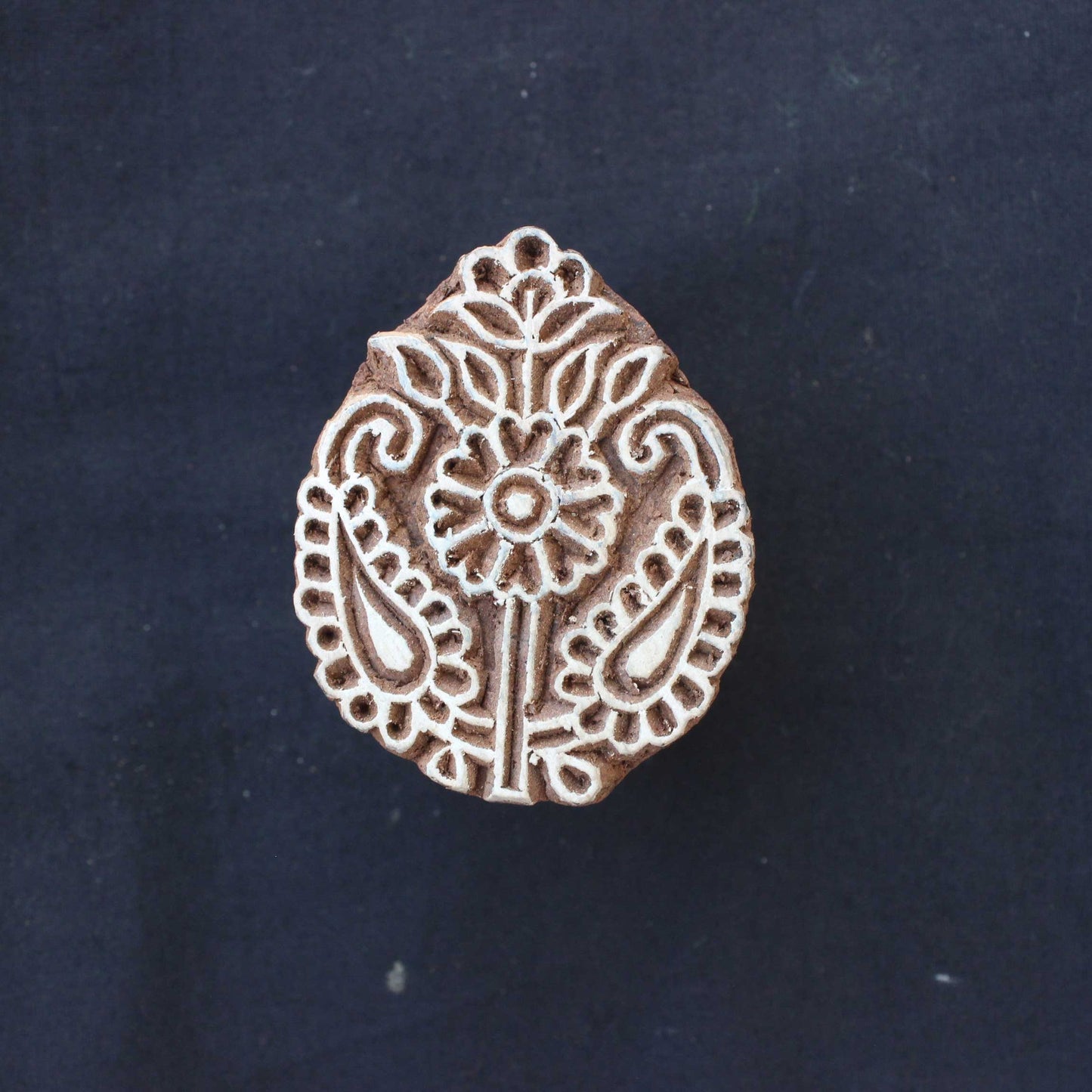 Paisley Block Print Stamp Floral Wood Block Stamp Indian Wood Block Stamp Carve Textile Printing Block For Printing Flower Soap Making Stamp