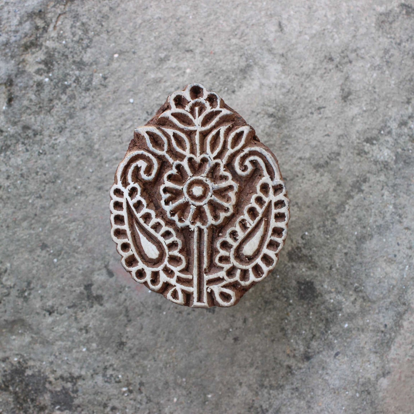 Paisley Block Print Stamp Floral Wood Block Stamp Indian Wood Block Stamp Carve Textile Printing Block For Printing Flower Soap Making Stamp