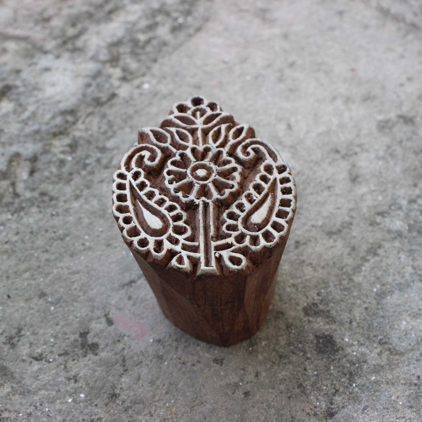 Paisley Block Print Stamp Floral Wood Block Stamp Indian Wood Block Stamp Carve Textile Printing Block For Printing Flower Soap Making Stamp