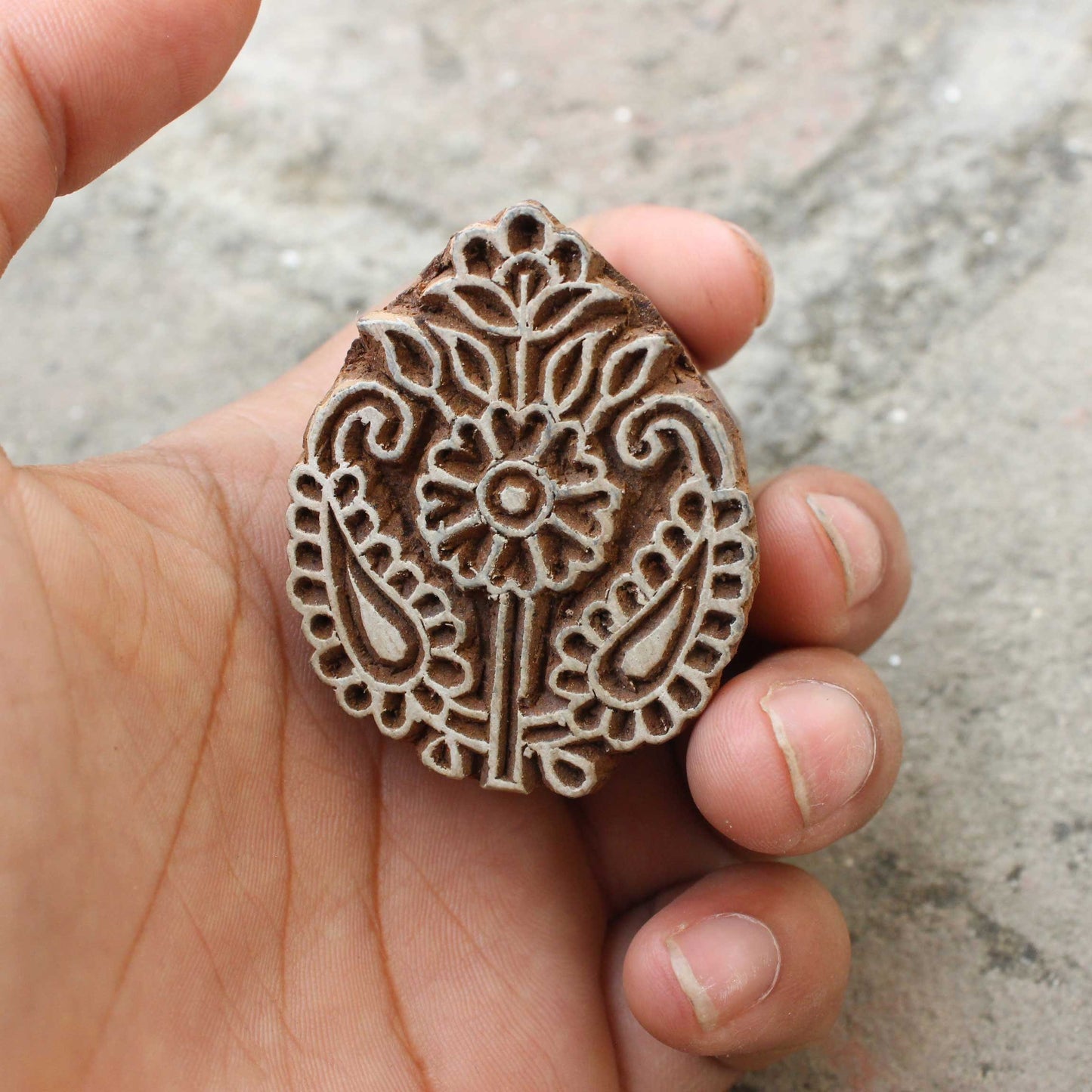 Paisley Block Print Stamp Floral Wood Block Stamp Indian Wood Block Stamp Carve Textile Printing Block For Printing Flower Soap Making Stamp