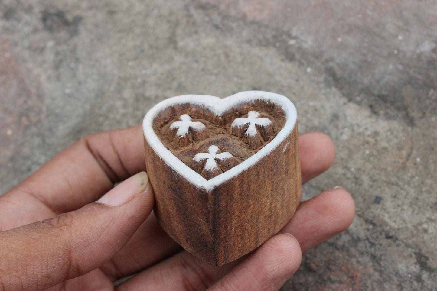 Heart Fabric Block Print Stamp Love Block Print Stamp Hand Carved Block Stamp Indian Textile Printing Block For Printing Dotted Soap Stamp
