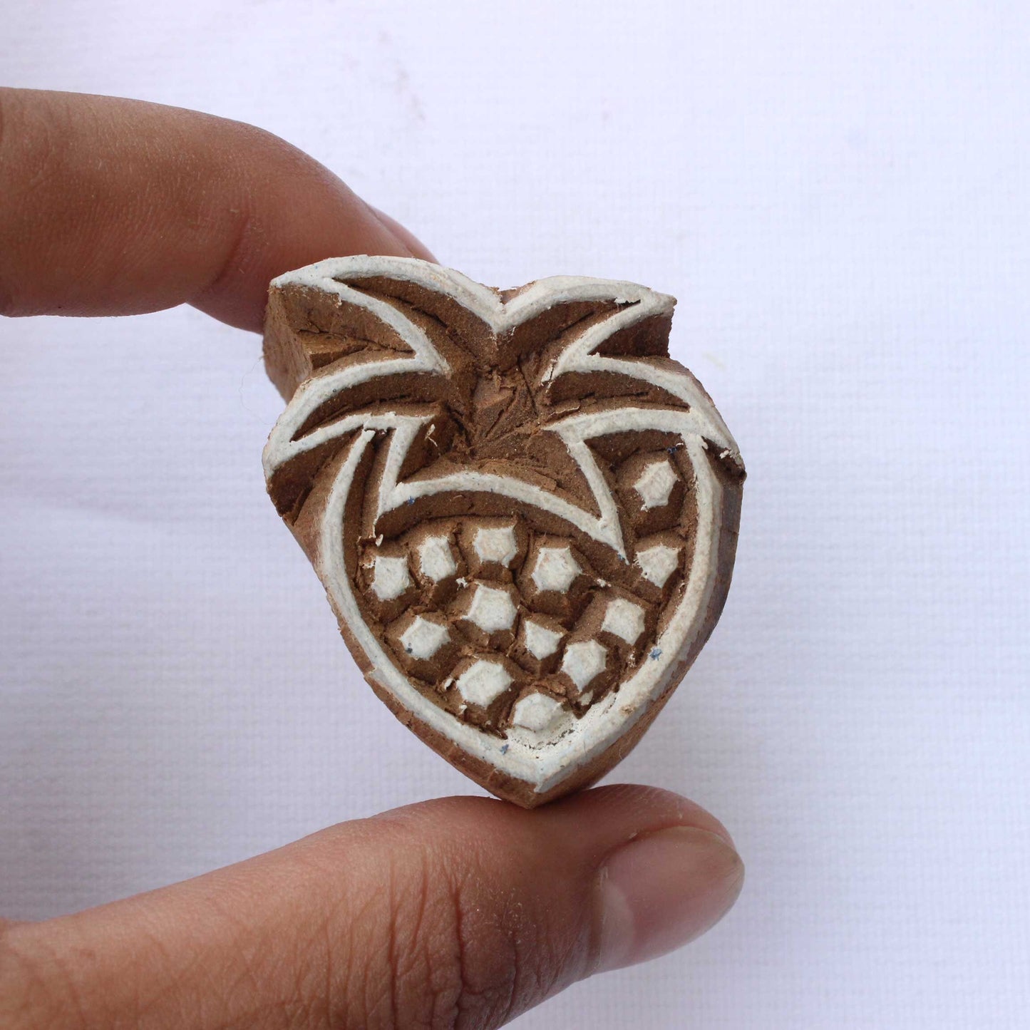 Strawberry Wood Block Stamp Indian Block Stamp Fruit Block Print Stamp Indian Textile Printing Block For Printing Kids Soap Making Stamp