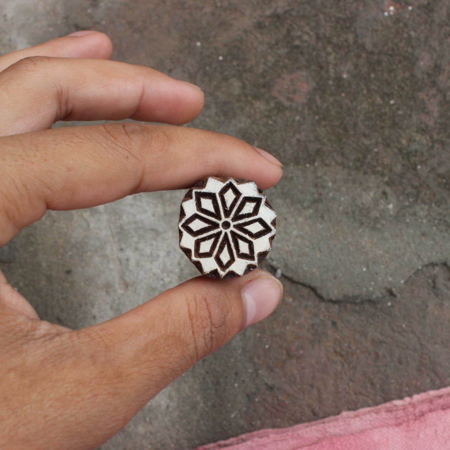 Flower Fabric Block Print Stamp Floral Stamp Indian Block Print Stamp Hand Carved Textile Printing Block For Printing Geometric Soap Stamp