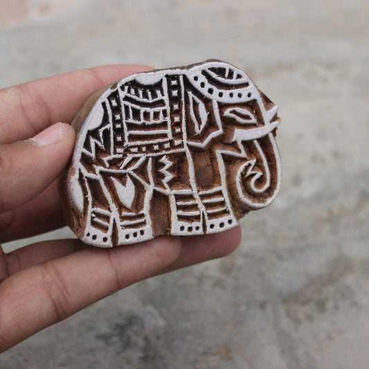 Elephant Wood Block Print Stamp Ethnic Stamp Indian Wood Block Stamp Carve Textile Printing Block For Printing Animal Soap Making Stamp