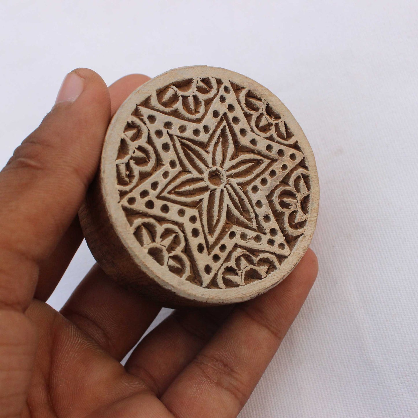 Mandala Block Print Stamp Carve Wood Block Print Stamp Star Block Print Stamp Textile Block For Printing Circle Soap Making Stamp