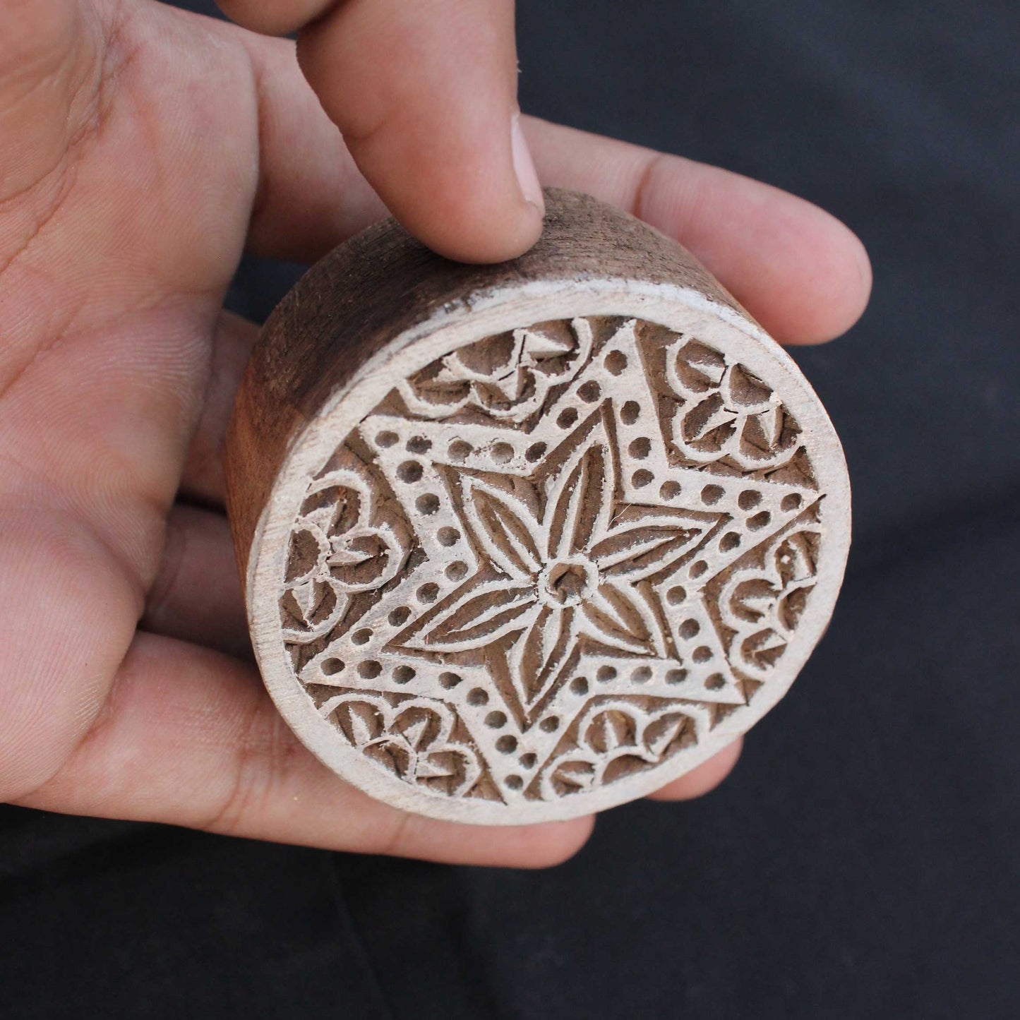 Mandala Block Print Stamp Carve Wood Block Print Stamp Star Block Print Stamp Textile Block For Printing Circle Soap Making Stamp