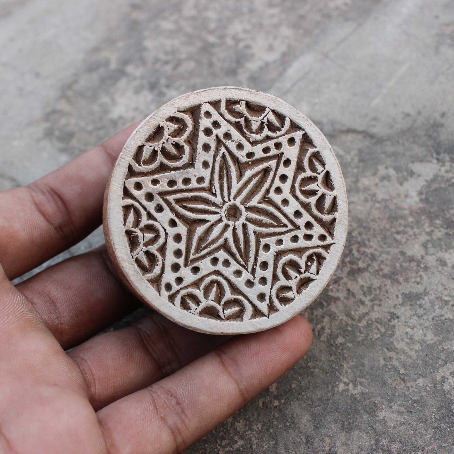 Mandala Block Print Stamp Carve Wood Block Print Stamp Star Block Print Stamp Textile Block For Printing Circle Soap Making Stamp