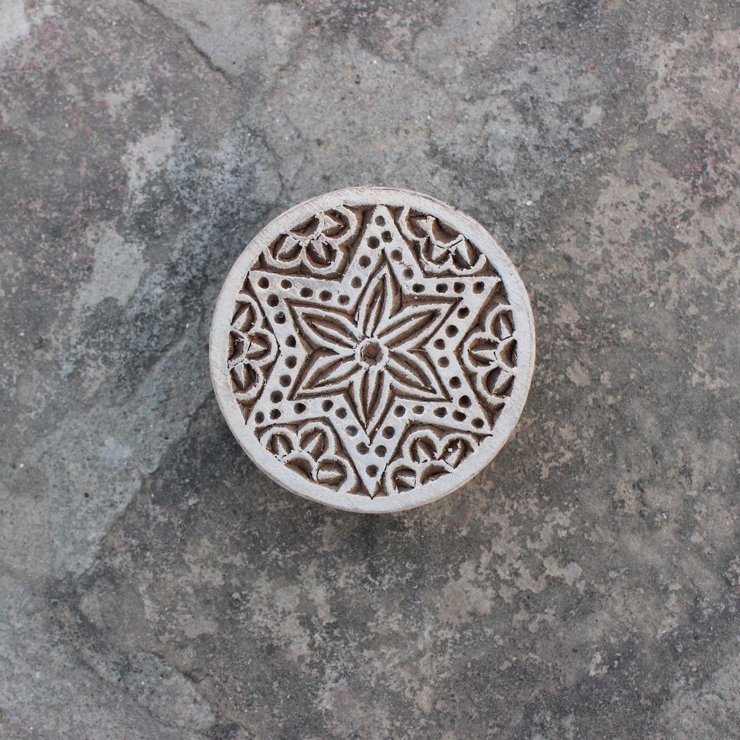 Mandala Block Print Stamp Carve Wood Block Print Stamp Star Block Print Stamp Textile Block For Printing Circle Soap Making Stamp