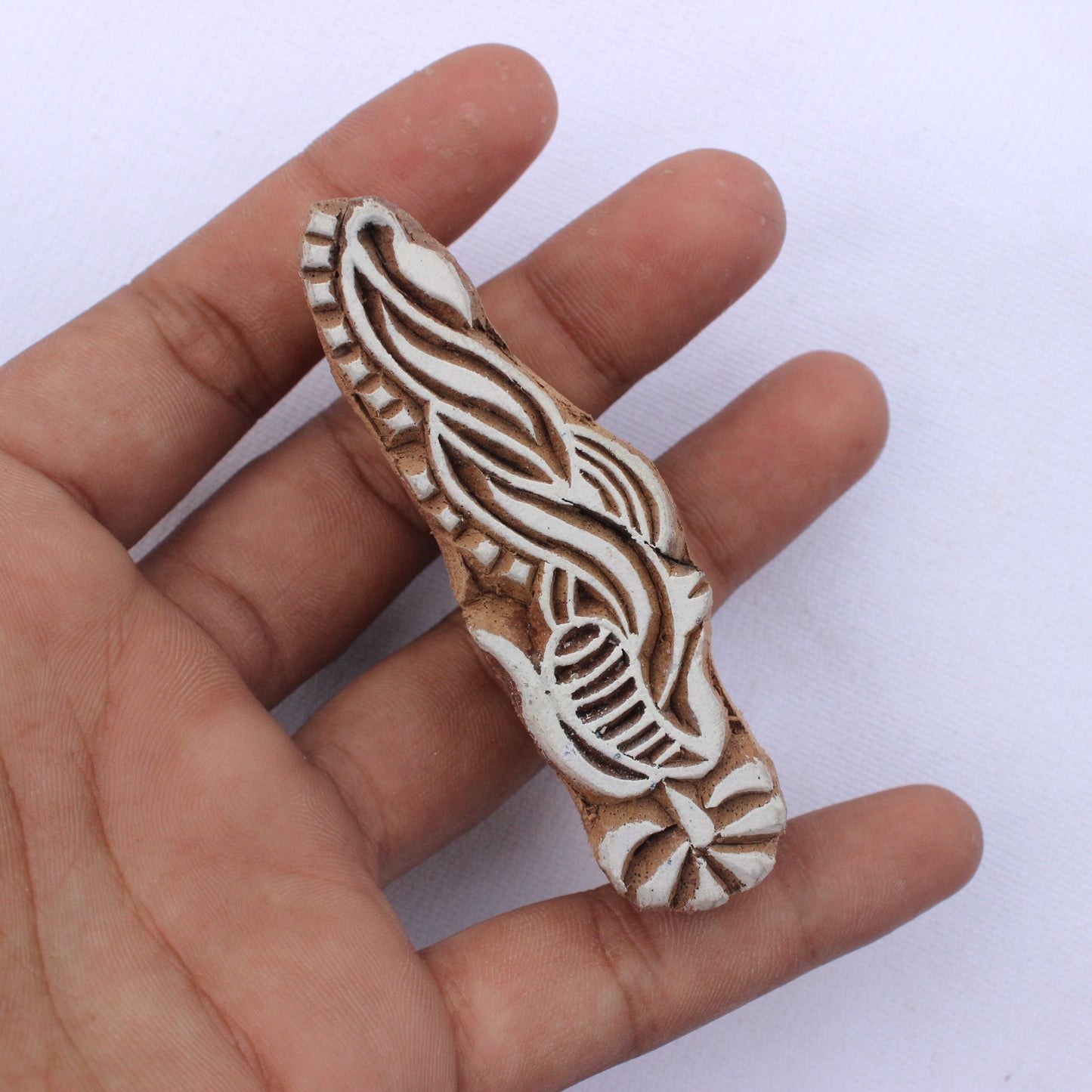 Henna Block Print Stamp Indian Wood Block Stamp Finger Design Block Stamp Hand Carved Wooden Stamp For Printing Floral Border Soap Stamp