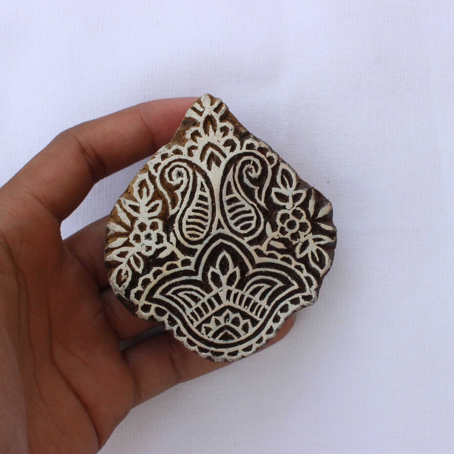 Paisley Fabric Block Print Stamp Floral Wood Block Stamp Hand Carved Stamp Hand Carved Wooden Stamp For Printing Petals Soap Stamp Fern