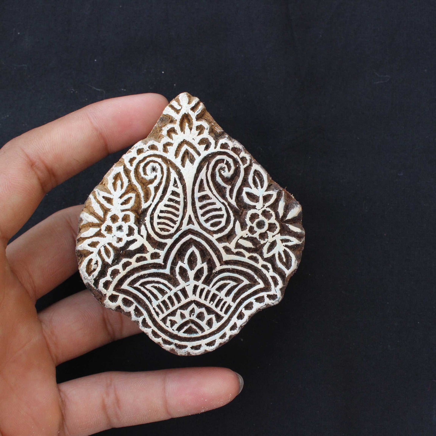 Paisley Fabric Block Print Stamp Floral Wood Block Stamp Hand Carved Stamp Hand Carved Wooden Stamp For Printing Petals Soap Stamp Fern