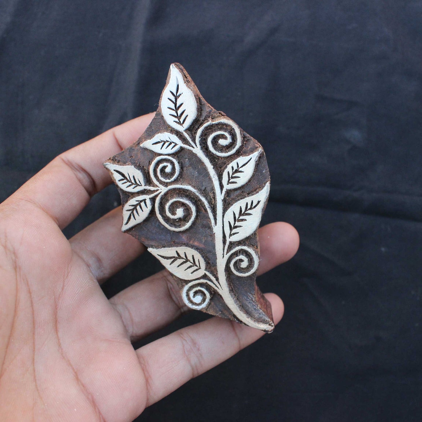 Paisley Block Print Stamp Hand Carved Block Print Stamp Floral Stamp Hand Carved Textile Printing Block For Printing Petals Soap Stamp Fern