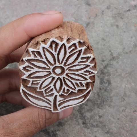 Flower Fabric Print Stamp Indian Fabric Print Stamp Indian Textile Block For Printing Petals Soap Making Stamp Traditional Wooden Block