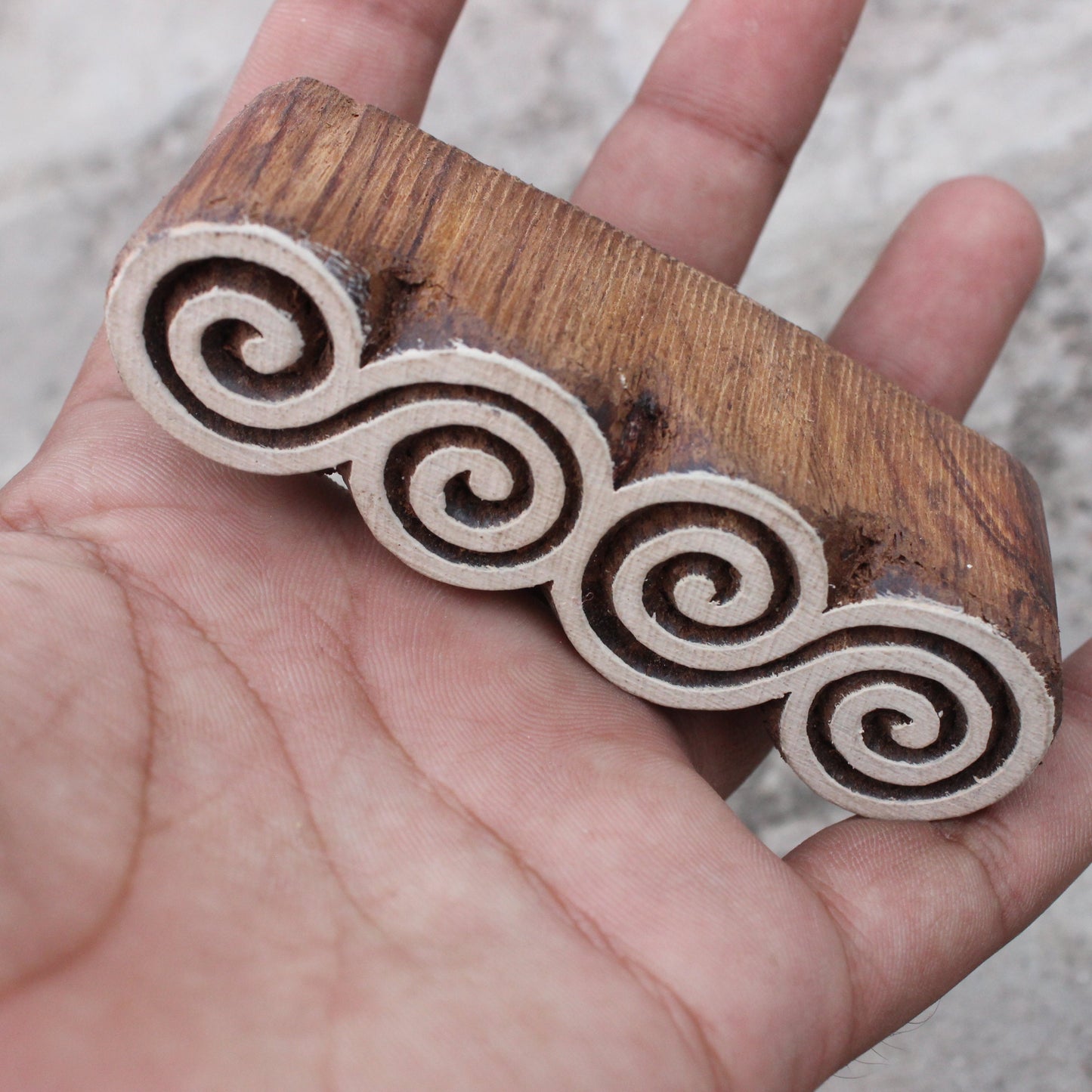 Celtic Block Print Stamp Carve Block Fabric Stamp Spiral Border Wood Block Stamp Indian Textile Printing Block For Printing Henna Design