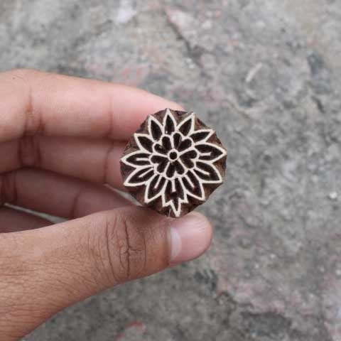 Flower Fabric Print Stamp Floral Fabric Block Stamp Indian Block Stamp Indian Textile Printing Block For Printing Petals Soap Making Stamp