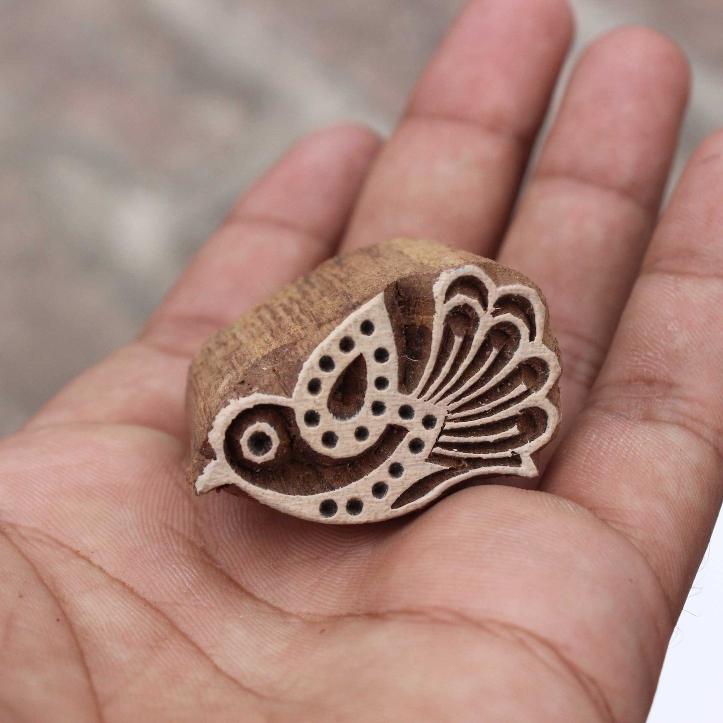 Bird Fabric Stamp Vintage Block Print Stamp Hand Carved Stamp Indian Textile Block For Printing Dotted Soap Making Stamp Artistic Wooden