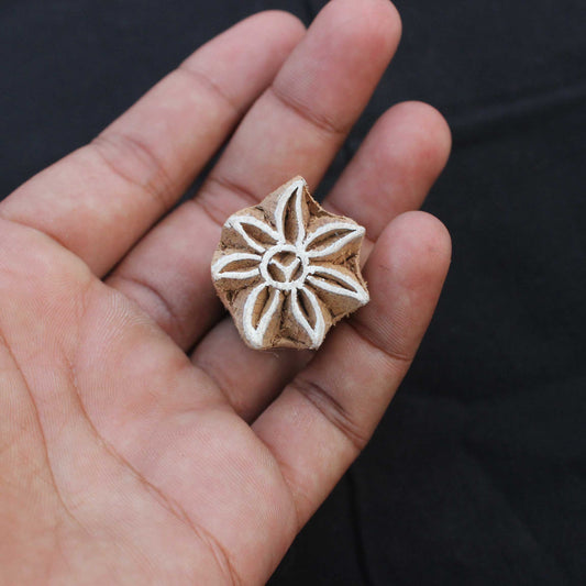 Flower Block Print Stamp Hand Carved Stamp Floral Wood Block Stamp Indian Wooden Stamp For Printing Crafts Soap Stamp Scrapbook Textile