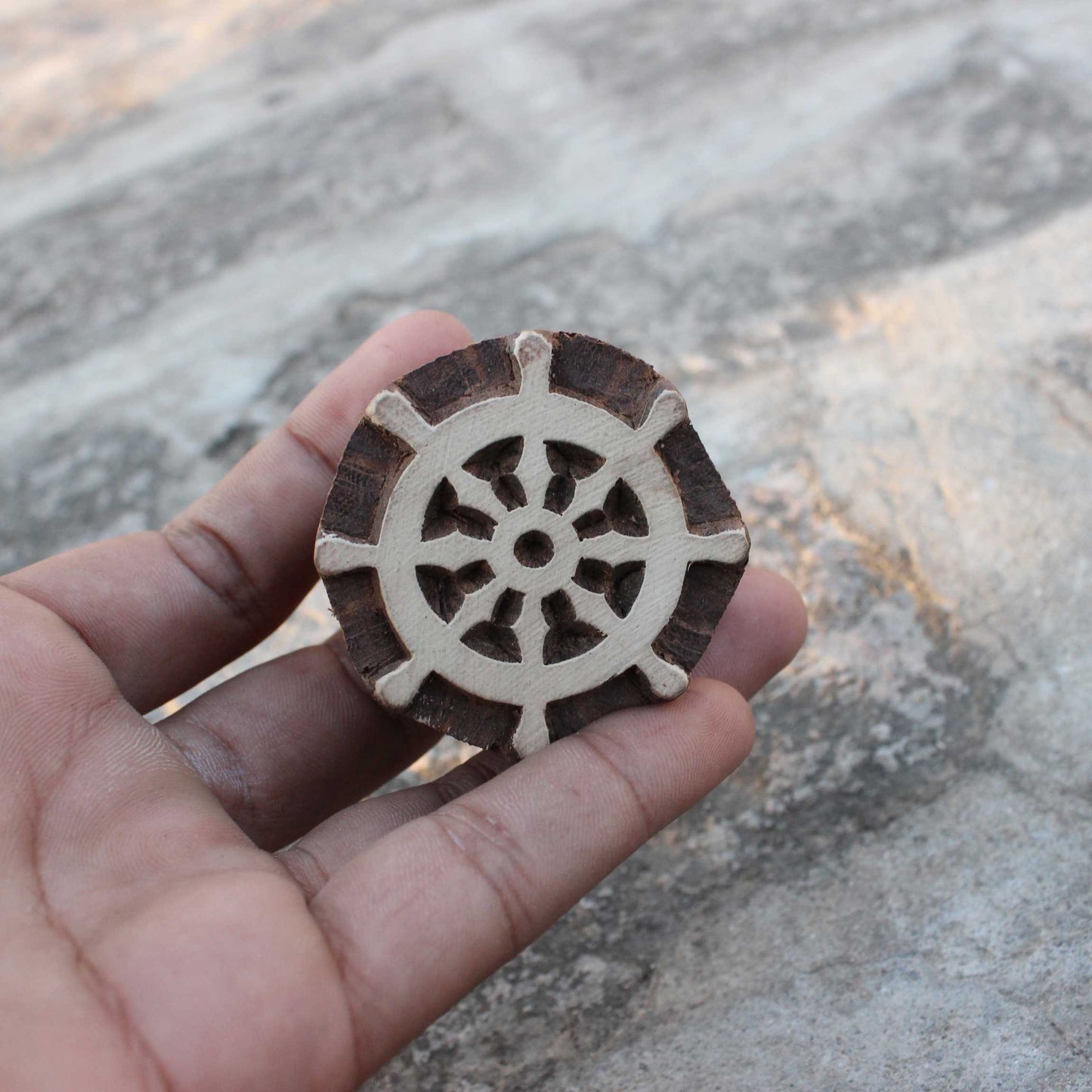 Wheel Wood Block Print Stamp Hand Carved Wood Block Stamp Marine Fabric Stamp Indian Textile Printing Block For Printing Drive Soap Stamp