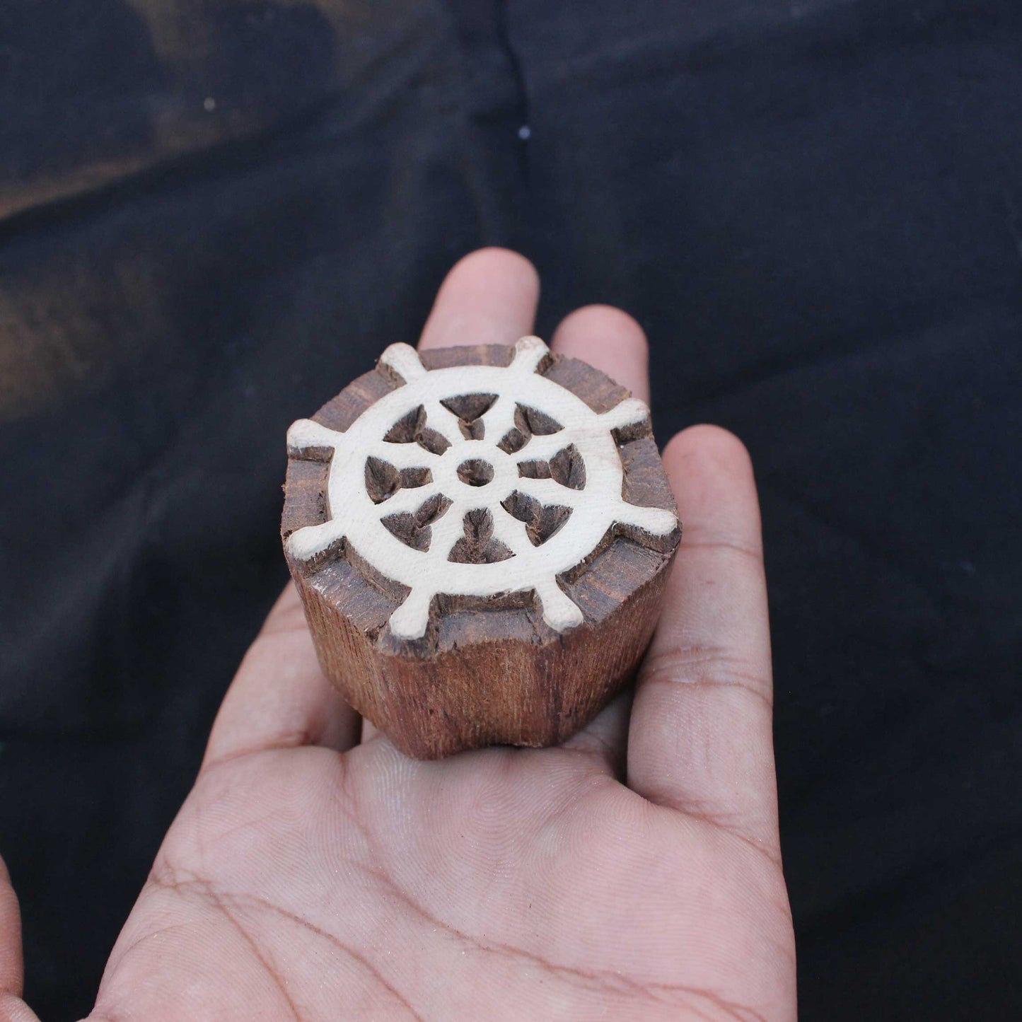 Wheel Wood Block Print Stamp Hand Carved Wood Block Stamp Marine Fabric Stamp Indian Textile Printing Block For Printing Drive Soap Stamp