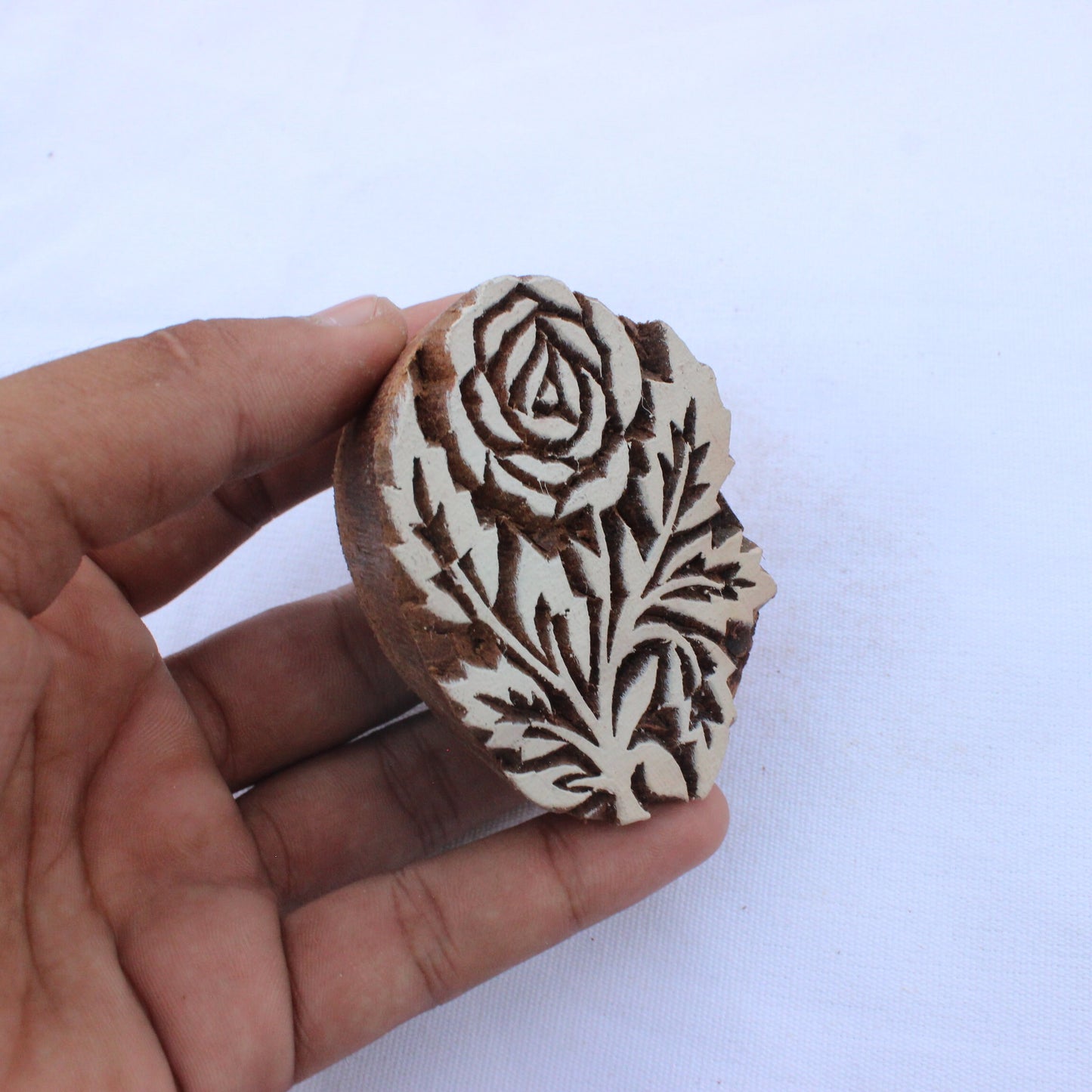 Rose Wood Block Stamp Indian Fabric Stamp Flower Wood Block Stamp Indian Textile Block For Printing Floral Soap Making Stamp Wedding Craft