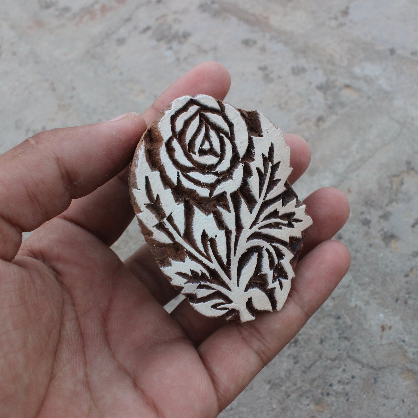 Rose Wood Block Stamp Indian Fabric Stamp Flower Wood Block Stamp Indian Textile Block For Printing Floral Soap Making Stamp Wedding Craft