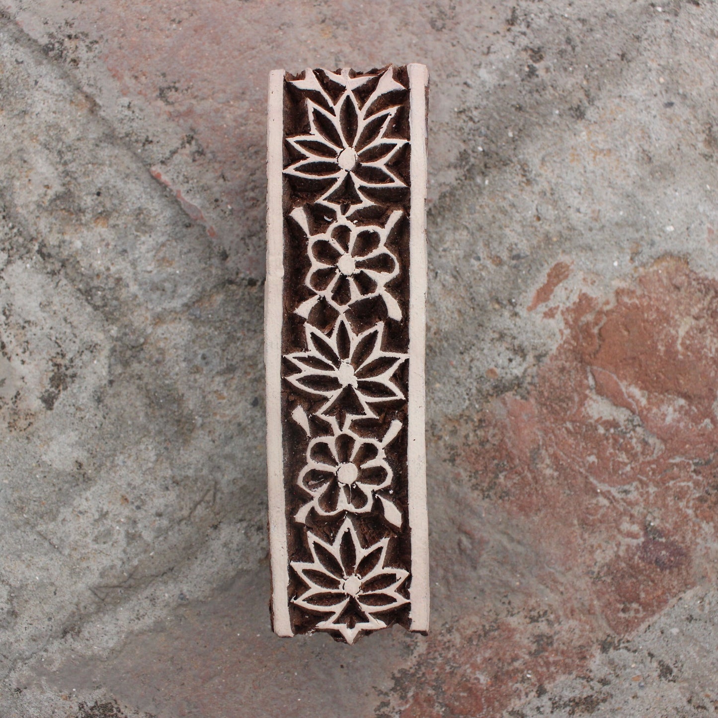 Floral Border Wood Block Stamp Hand Carved Fabric Stamp Carve Wooden Stamp Paisley Stamp For Printing Border Printing Soap Making Stamp