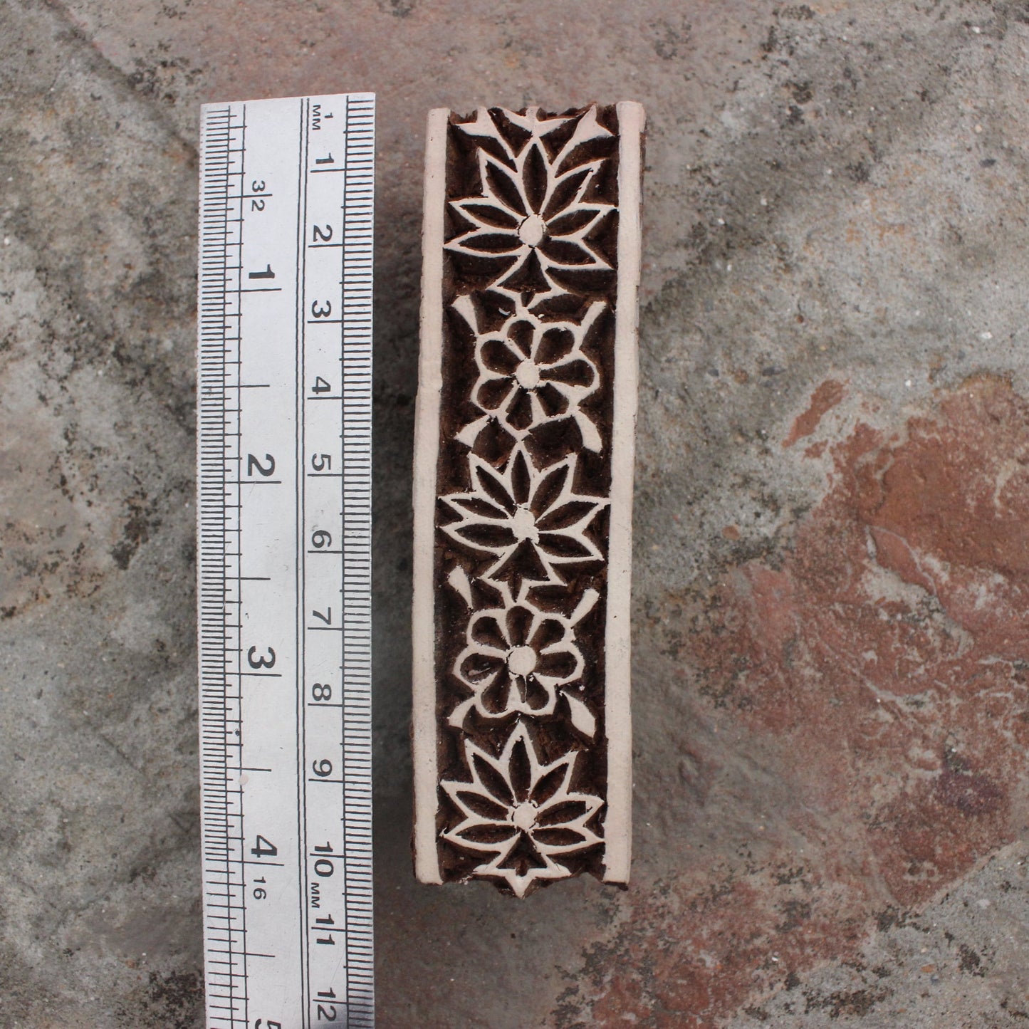 Floral Border Wood Block Stamp Hand Carved Fabric Stamp Carve Wooden Stamp Paisley Stamp For Printing Border Printing Soap Making Stamp