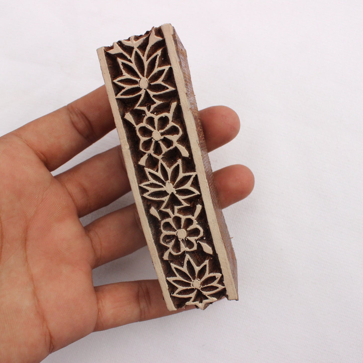 Floral Border Wood Block Stamp Hand Carved Fabric Stamp Carve Wooden Stamp Paisley Stamp For Printing Border Printing Soap Making Stamp