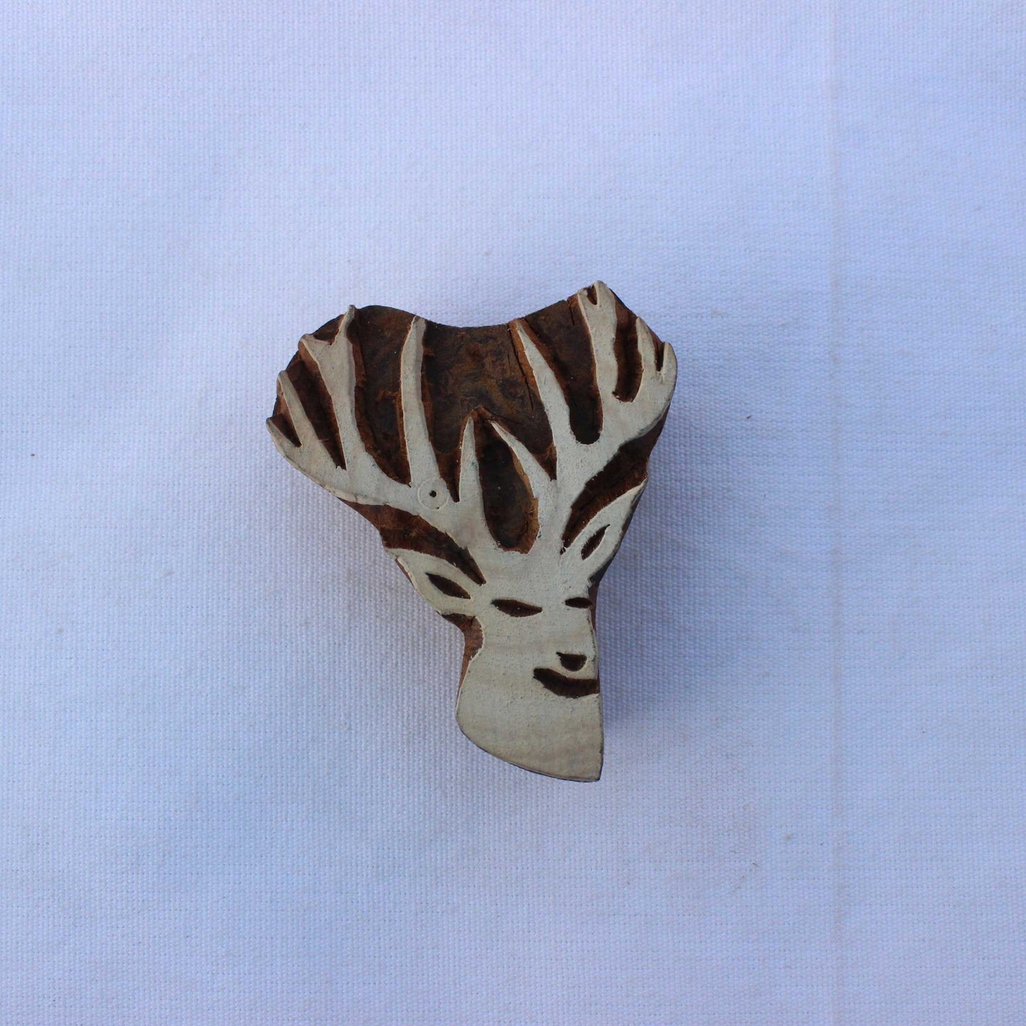 Deer Wood Block Stamp Hand Carved Fabric Stamp Deer Face Stamp Carve Textile Printing Block For Printing Christmas Deer Soap Making Stamp