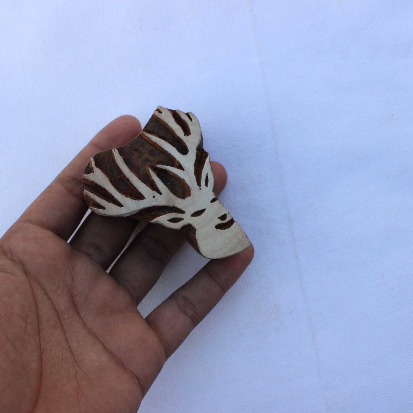 Deer Wood Block Stamp Hand Carved Fabric Stamp Deer Face Stamp Carve Textile Printing Block For Printing Christmas Deer Soap Making Stamp