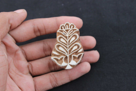 Flower Block Print Stamp Floral Block Stamp Hand Carved Wood Block Print Stamp Carve Textile Printing Block For Printing Henna Soap Stamp