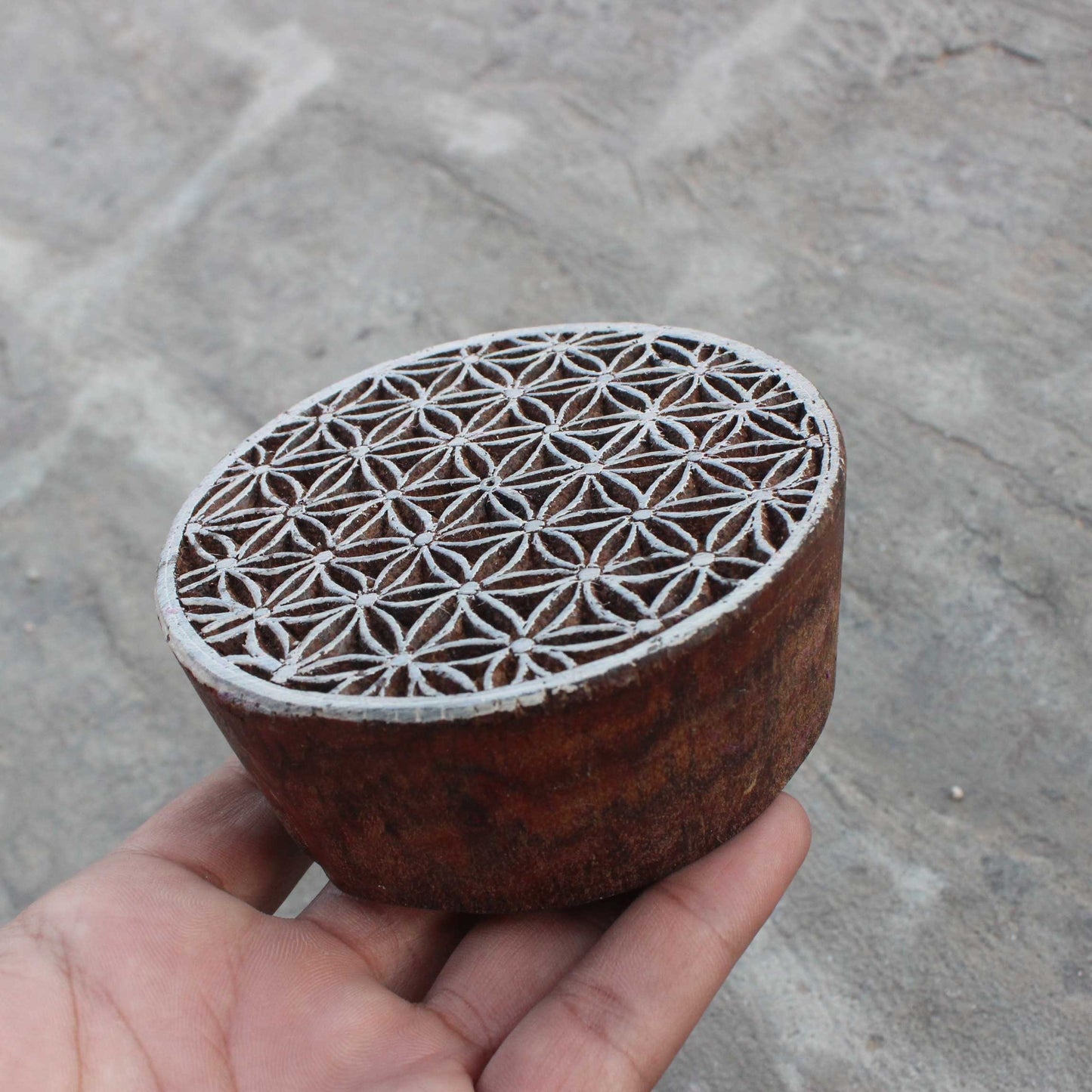 Handcrafted Flower Of Life Textile Printing Wood Blocks Unique Indian Wood Stamps Indian Textile Block Art