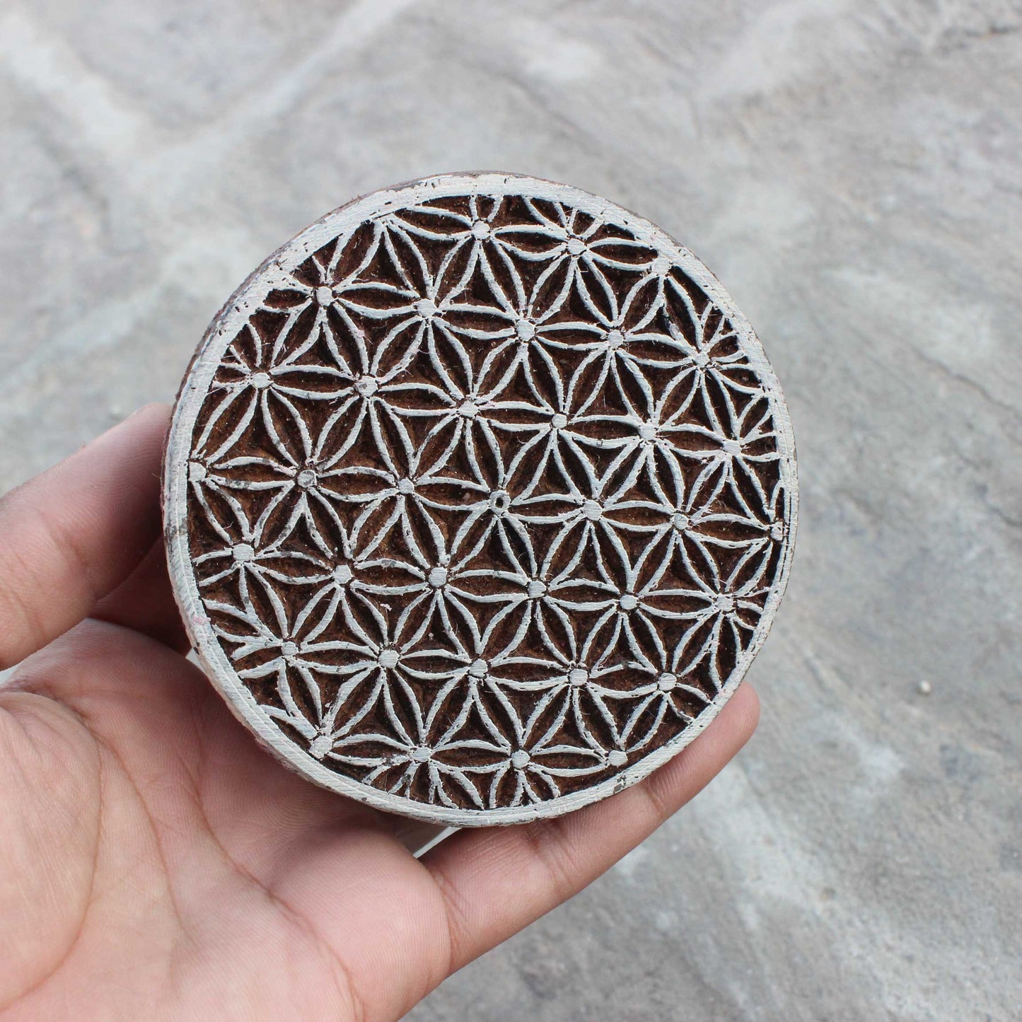 Handcrafted Flower Of Life Textile Printing Wood Blocks Unique Indian Wood Stamps Indian Textile Block Art