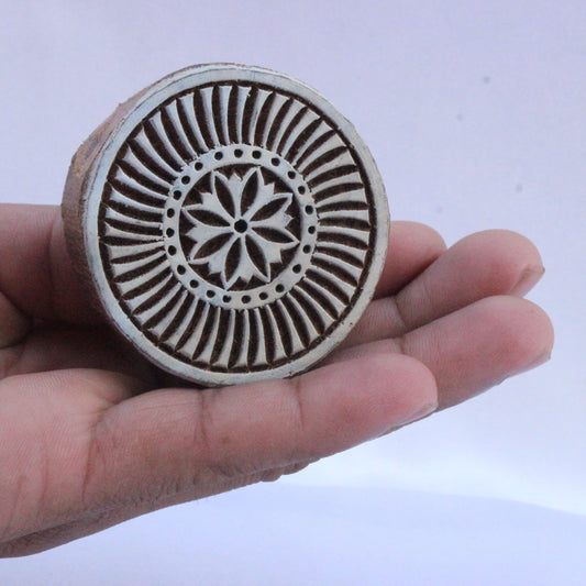 Mandala Stamp Carve Block Wood Block Stamp Round Wood Block Stamp Hand Carved Textile Block For Printing Circle Soap Stamp Floral Textile