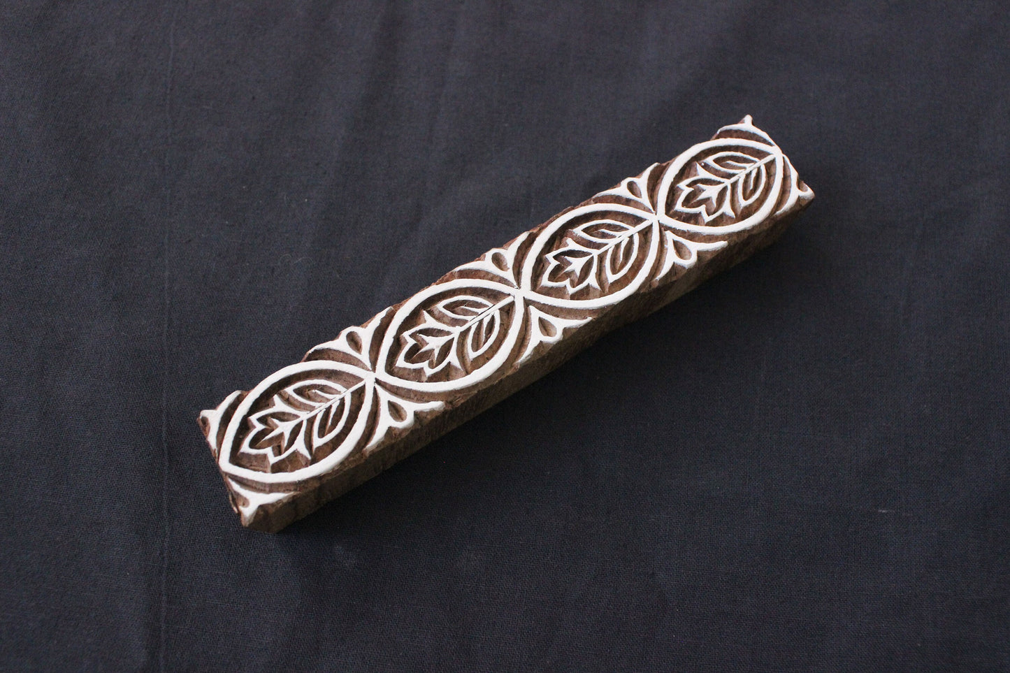 Border Wood Block Stamp Carve Block Stamp Floral Wood Block Stamp Carve Textile Printing Block For Printing Floral Border Soap Making Stamp